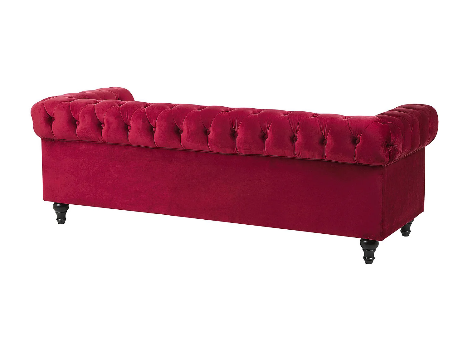 Canapé 3 places CHESTERFIELD Velours Rouge foncé
