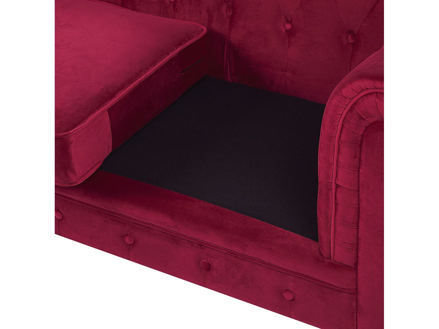 Canapé 3 places CHESTERFIELD Velours Rouge foncé
