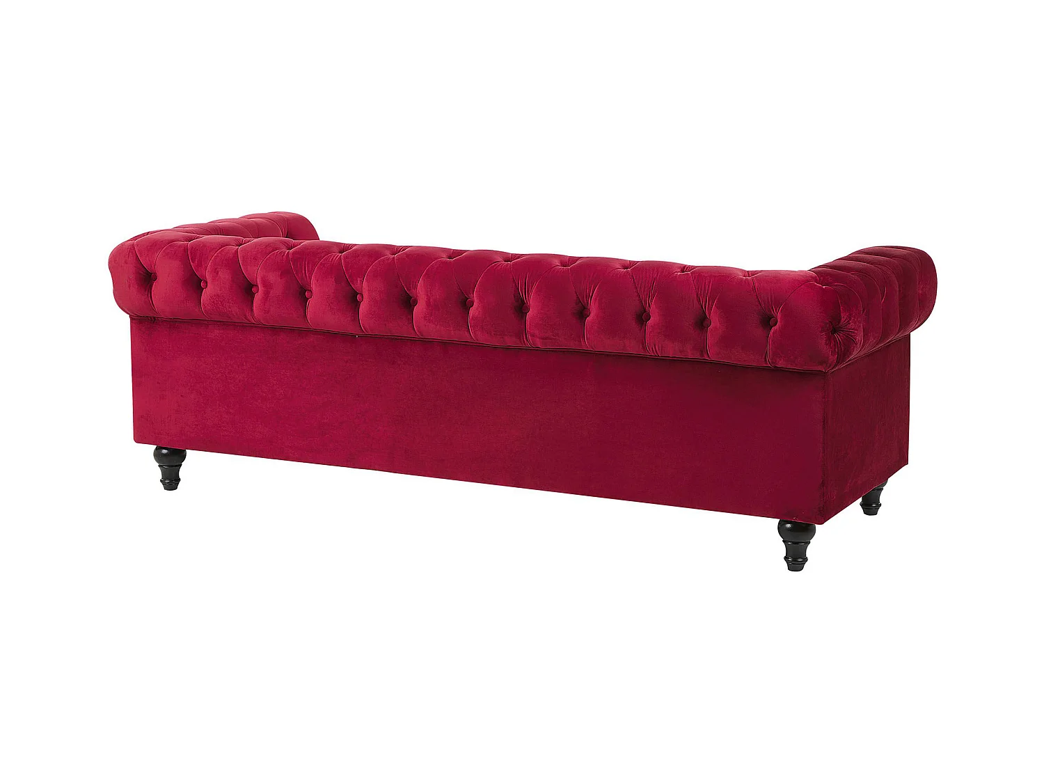 Bank CHESTERFIELD Fluweel Donkerrood 3-zitter