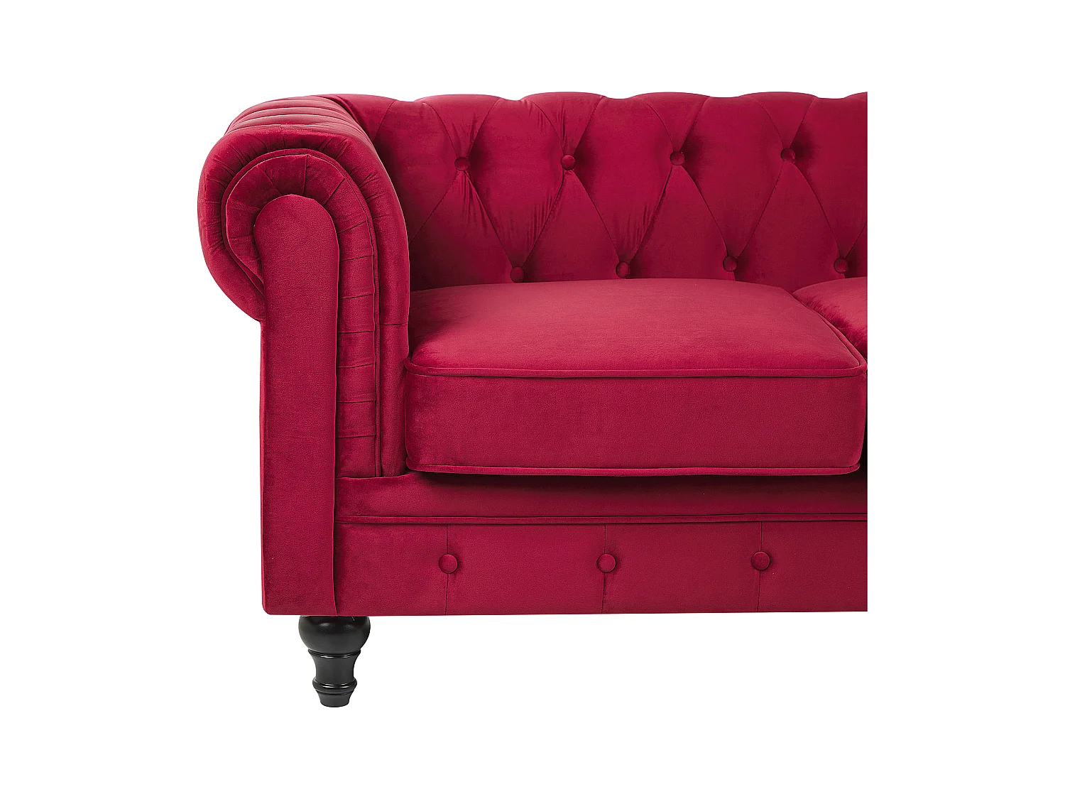 Bank CHESTERFIELD Fluweel Donkerrood 3-zitter