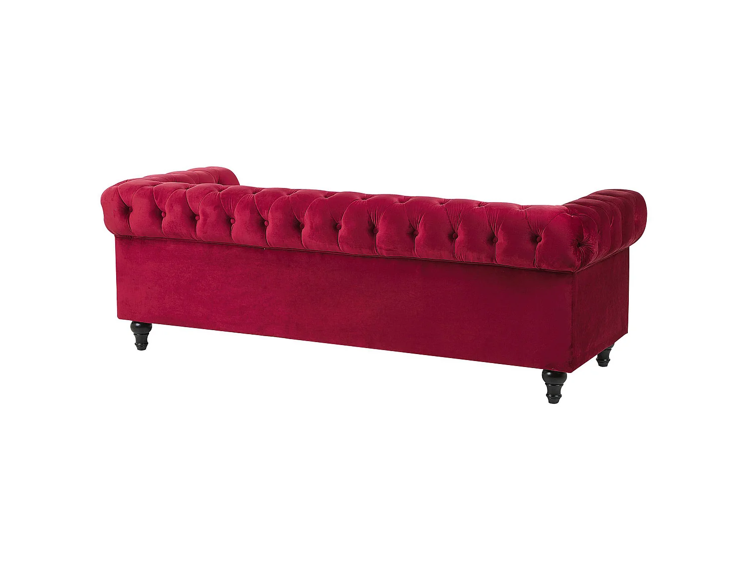 Bank CHESTERFIELD Fluweel Donkerrood 3-zitter