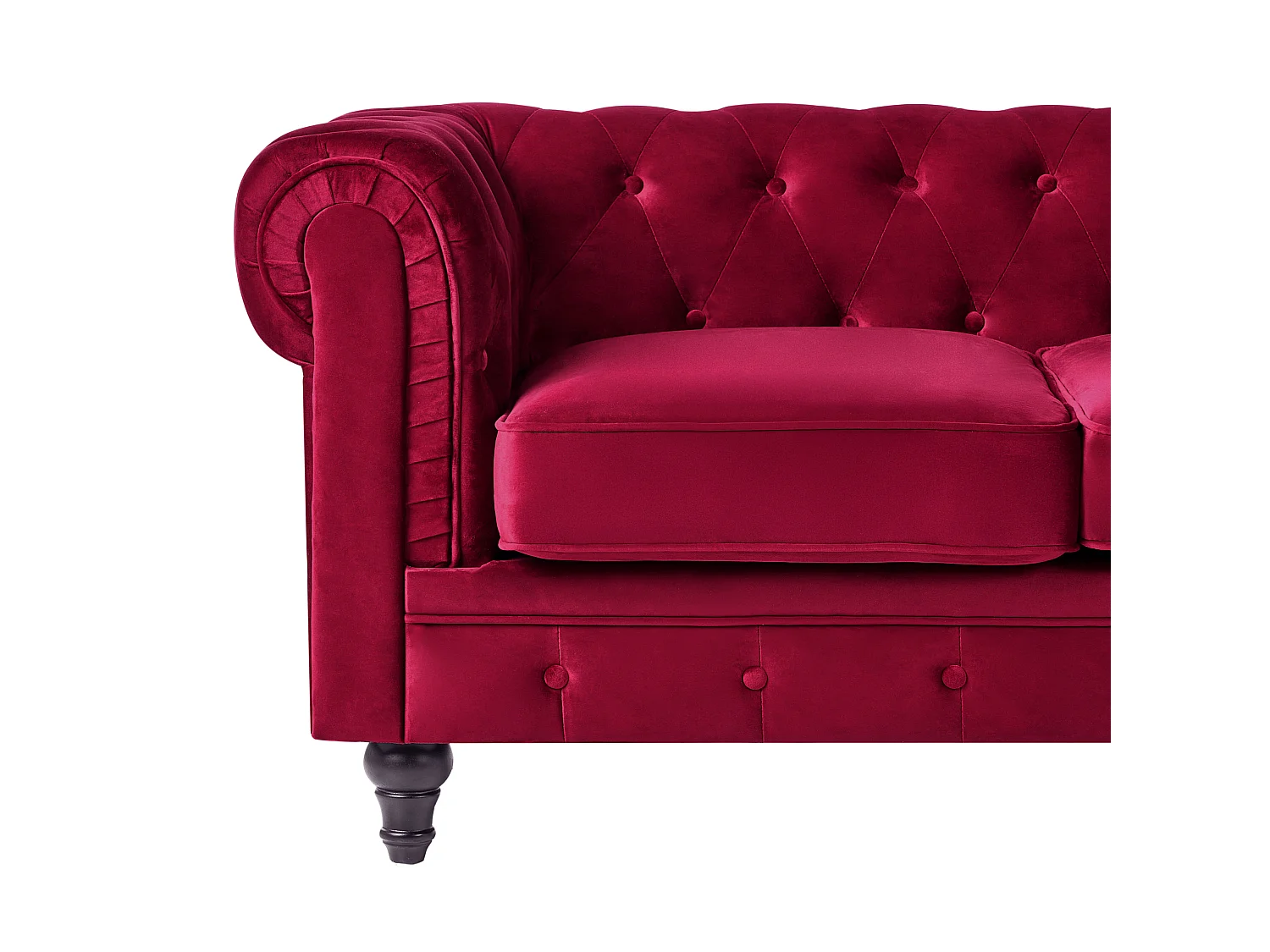 Bank CHESTERFIELD Fluweel Donkerrood 3-zitter