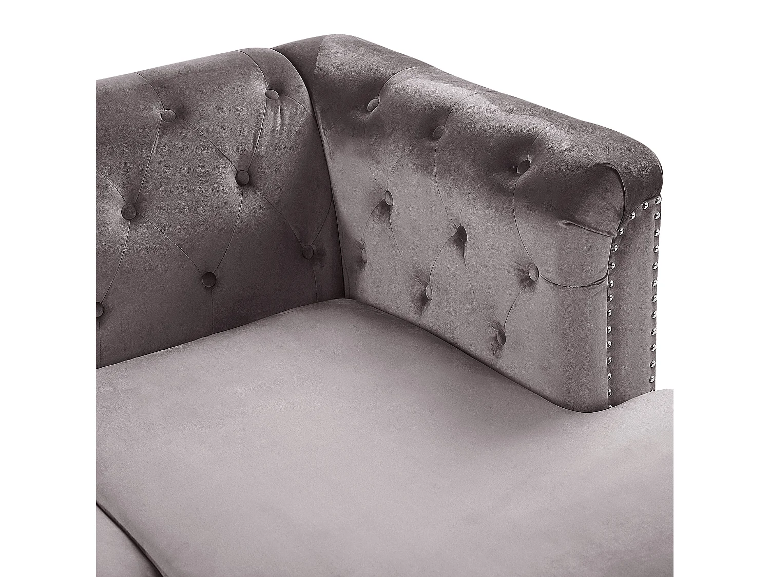 Elegantes Ecksofa aus Samtstoff linksseitig grau Flen