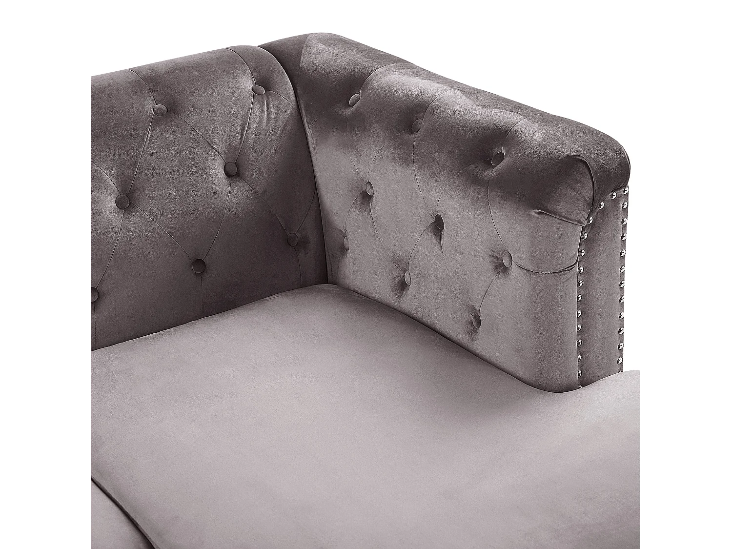 Sofá de canto FLEN Veludo Cinzento 3 lugares à esquerda