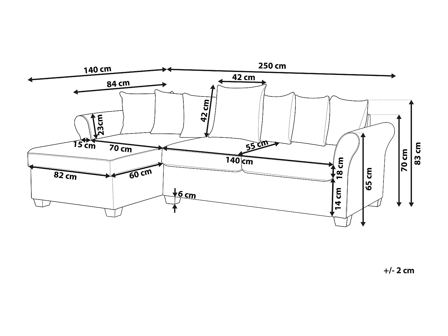 - Canapé d'Angle - Vikna - Côté Droit, en Tissu, Beige