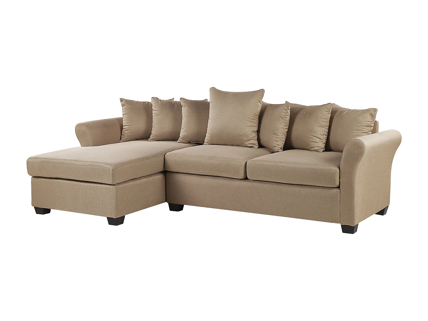 Canapé angle côté droit en tissu beige 3 places VIKNA