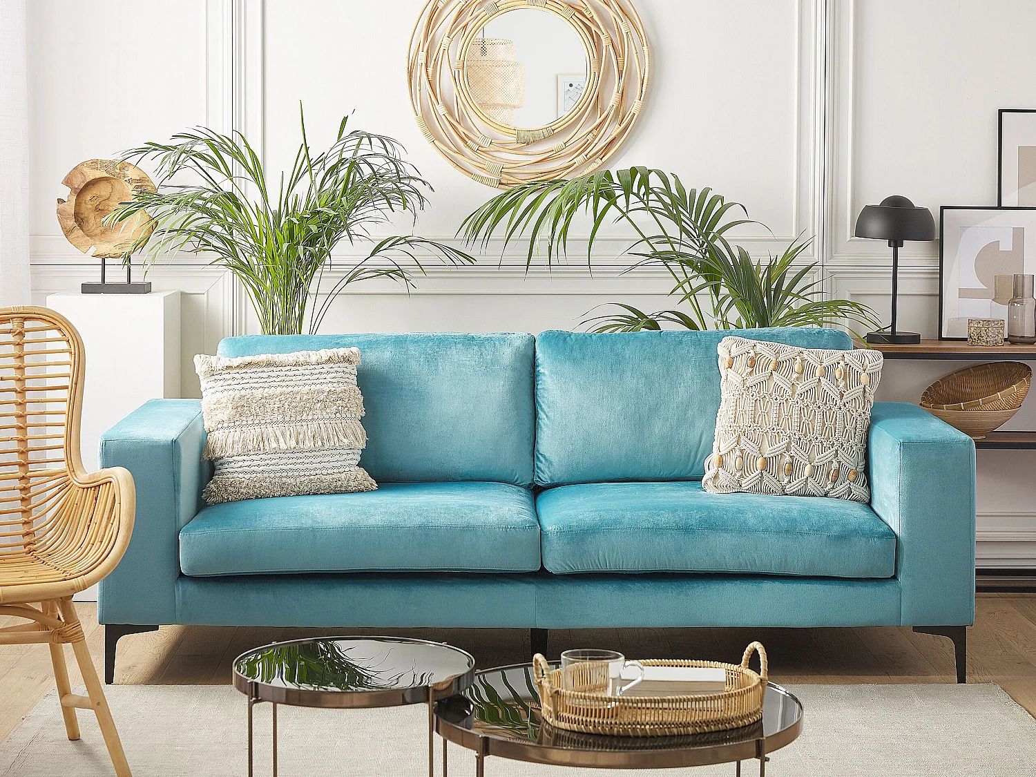 Sofa 3 Seater VADSTENA Velvet Light Blue