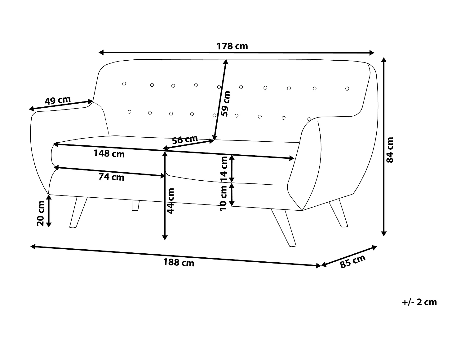 Sofa BODO Welur Granatowy dla 3 osób