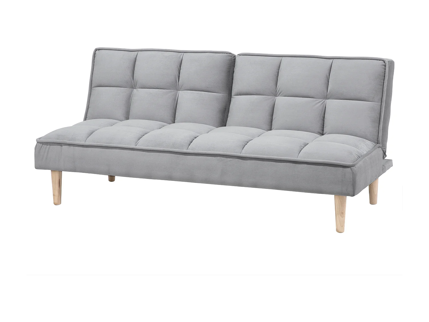 3-Sitzer Schlafsofa Stoffbezug hellgrau gesteppt Sofa mit Schlaffunktion Siljan