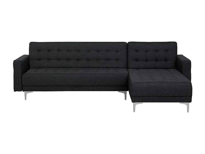 Canapé Angle à droite Convertible en Tissu Gris Graphite Dossier Réglable Aberdeen