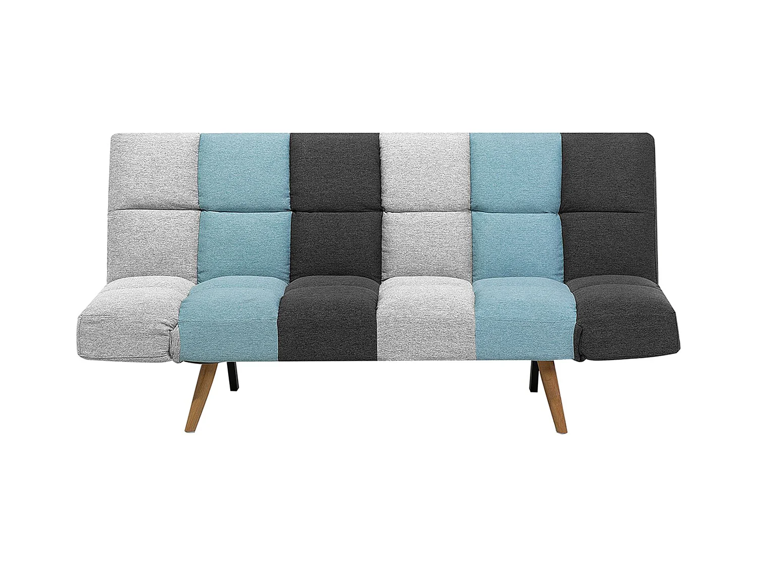 Schlafsofa in skandinavischem Stil klappbar Patchwork grau/blau Ingaro