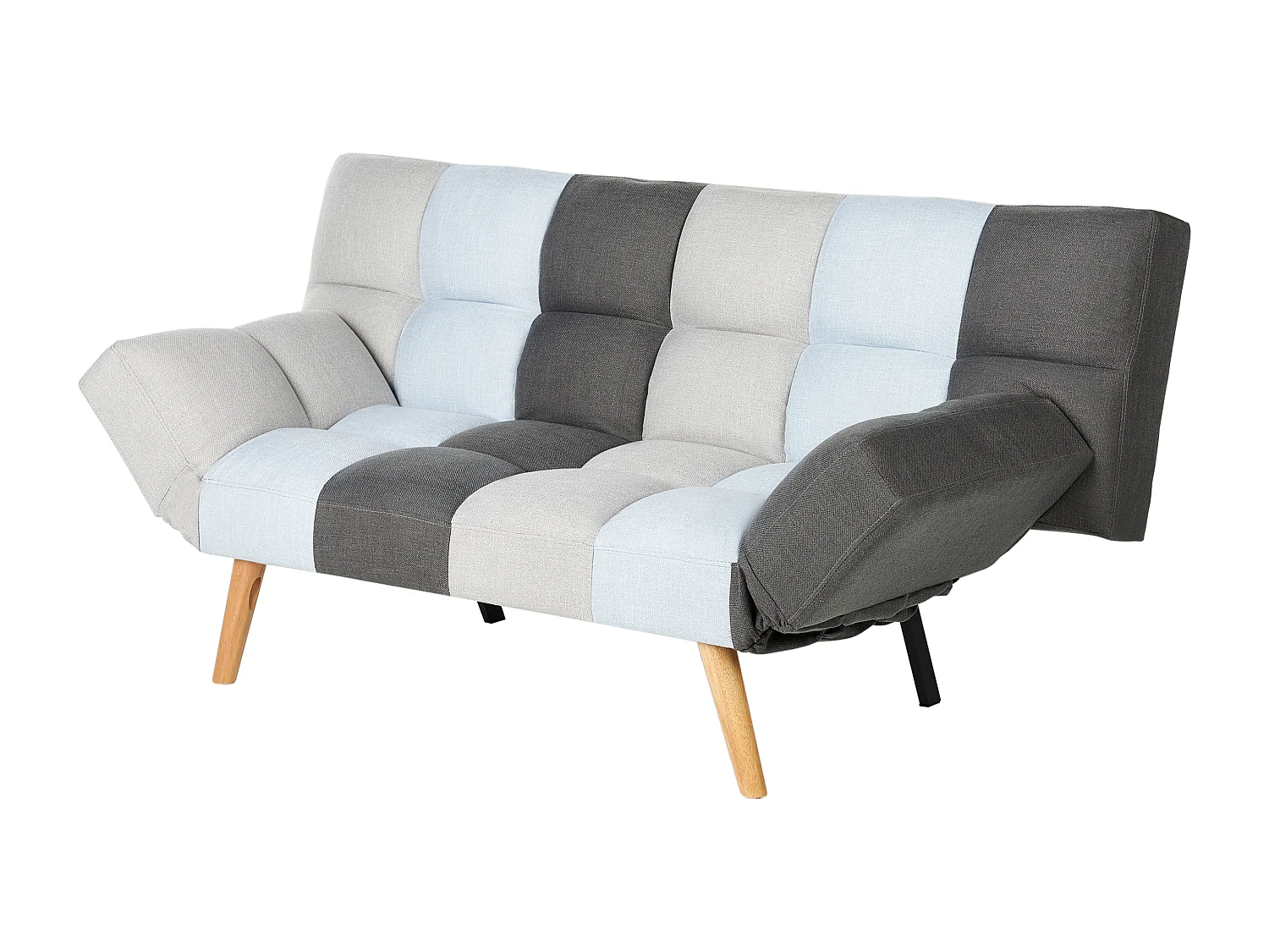 Schlafsofa in skandinavischem Stil klappbar Patchwork grau/blau Ingaro