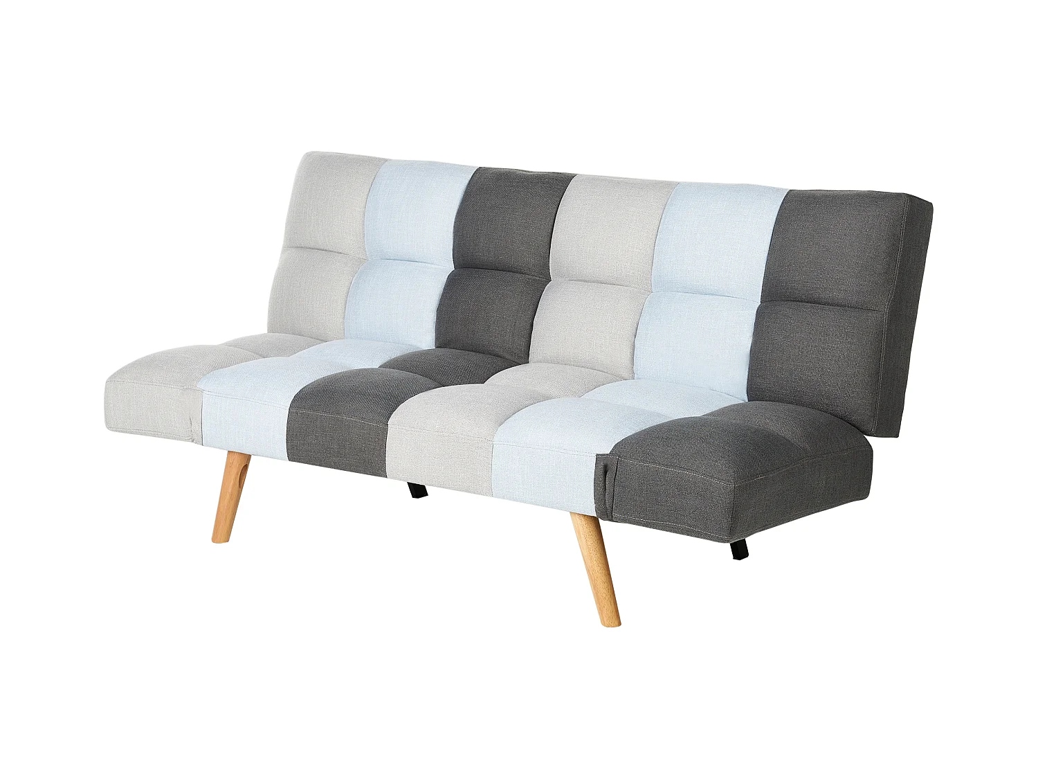 Schlafsofa in skandinavischem Stil klappbar Patchwork grau/blau Ingaro