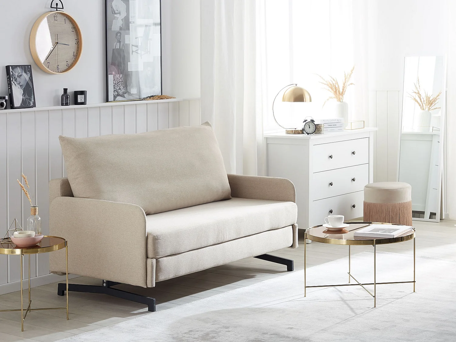 Slaapbank BELFAST Stof Beige 2-zitter