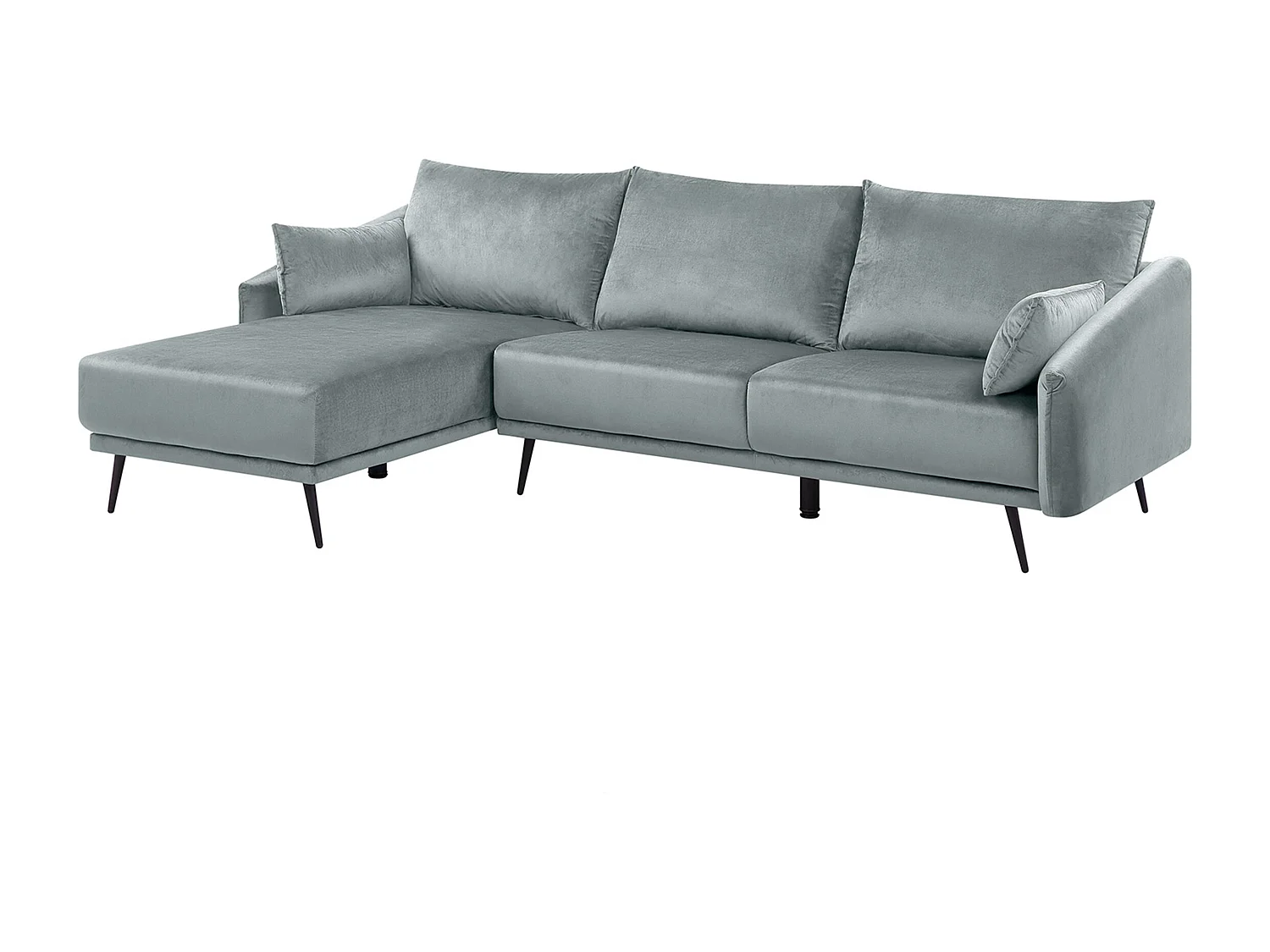 Canapé d'Angle - Varde - en Velours Gris Moderne pour 3 Personnes