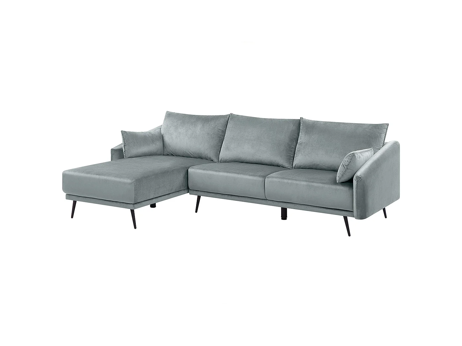 Canapé d'Angle - Varde - en Velours Gris Moderne pour 3 Personnes