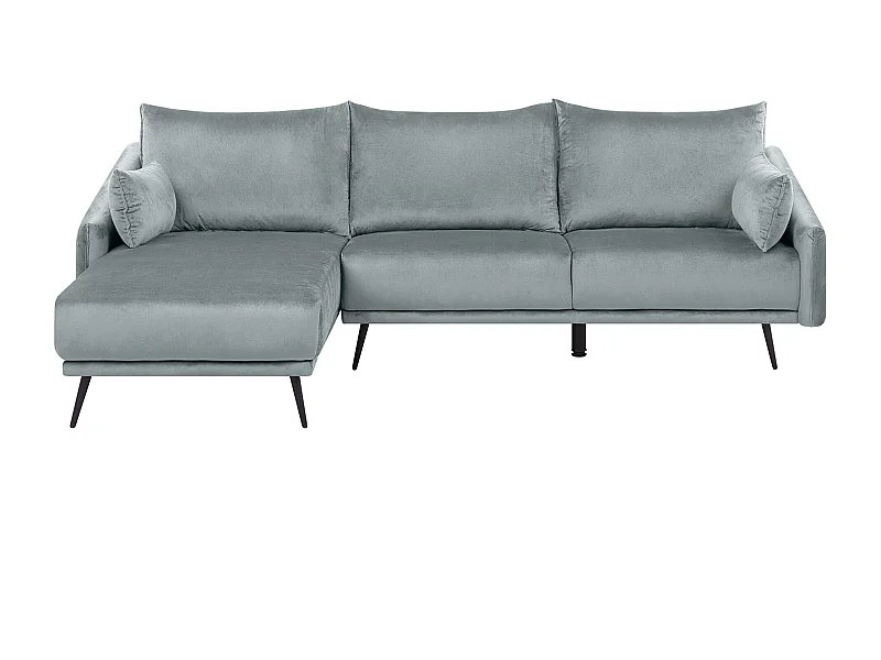 Canapé d'Angle - Varde - en Velours Gris Moderne pour 3 Personnes