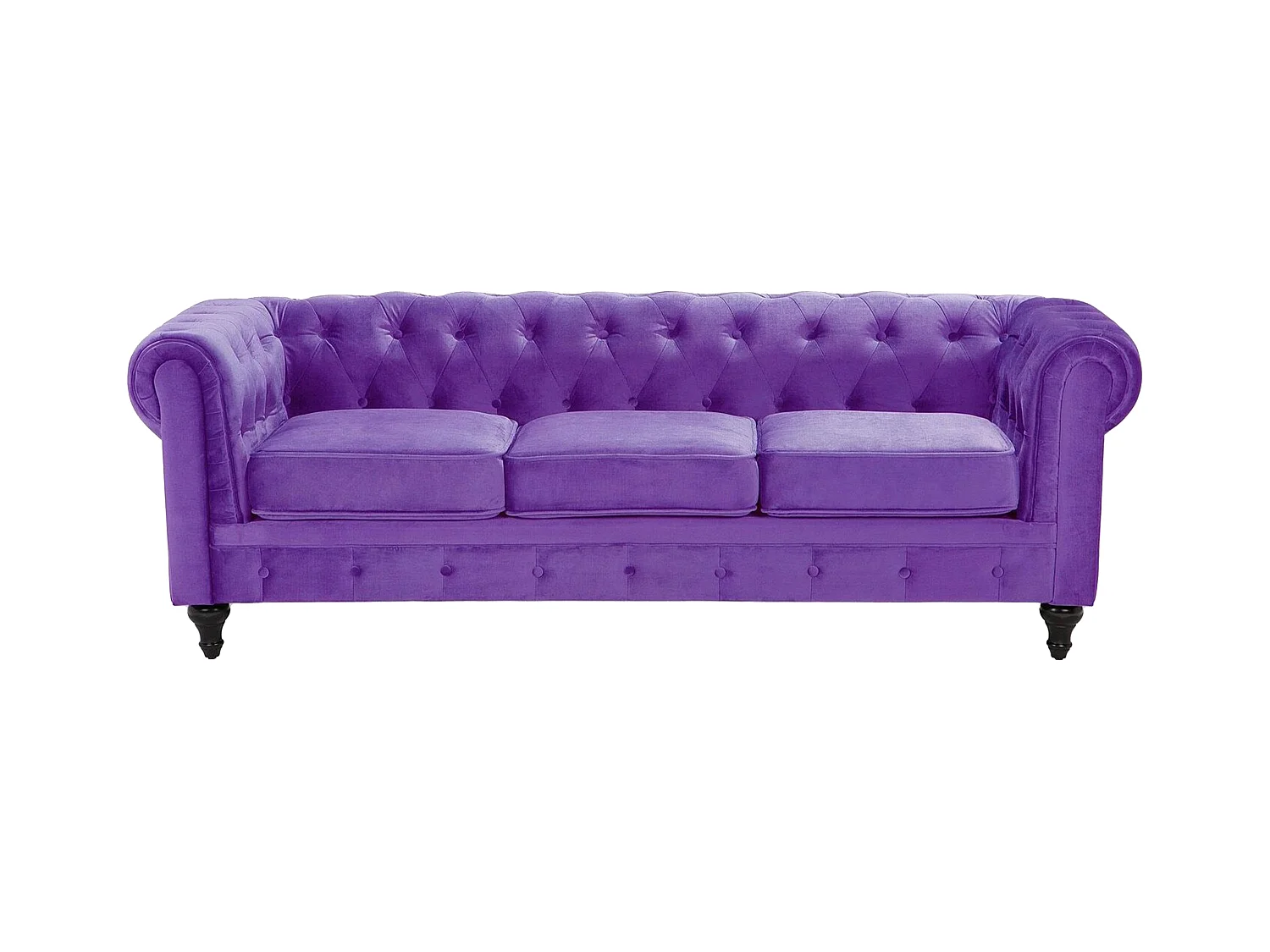 Bank CHESTERFIELD Fluweel Paars 3-zitter