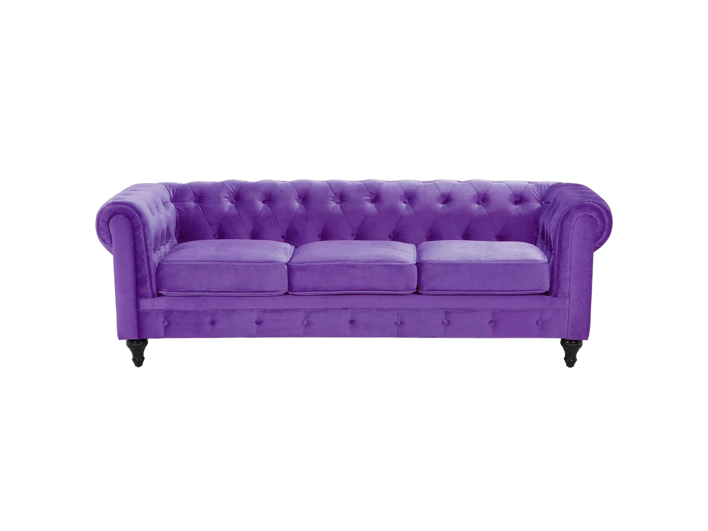 Canapé 3 places en velours violet CHESTERFIELD