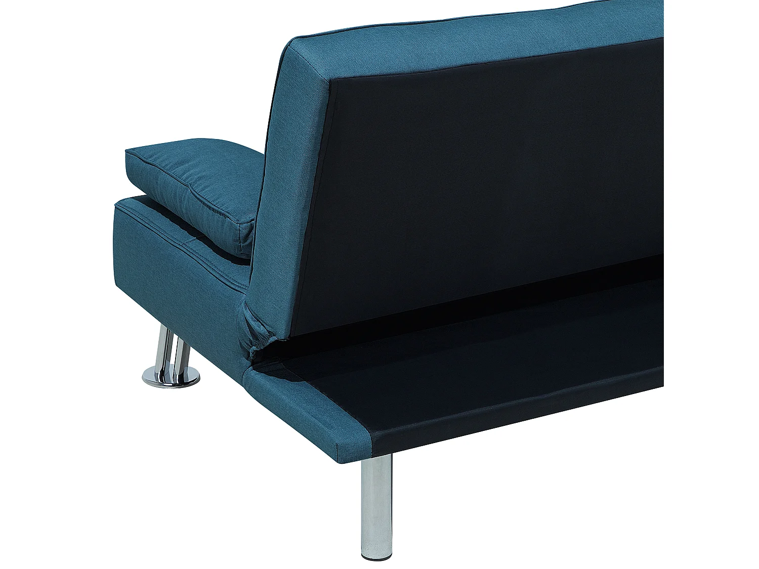 3-Sitzer Schlafsofa Stoffbezug blau mit integriertem Tisch Klapparmlehne Roxen