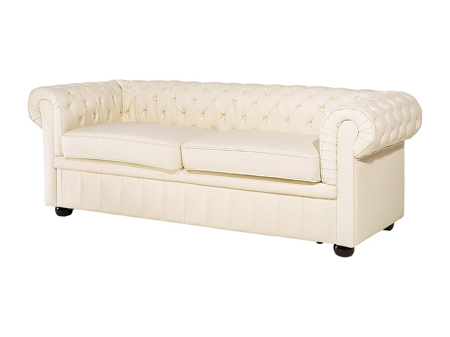 Canapé 3 places CHESTERFIELD Cuir Beige clair