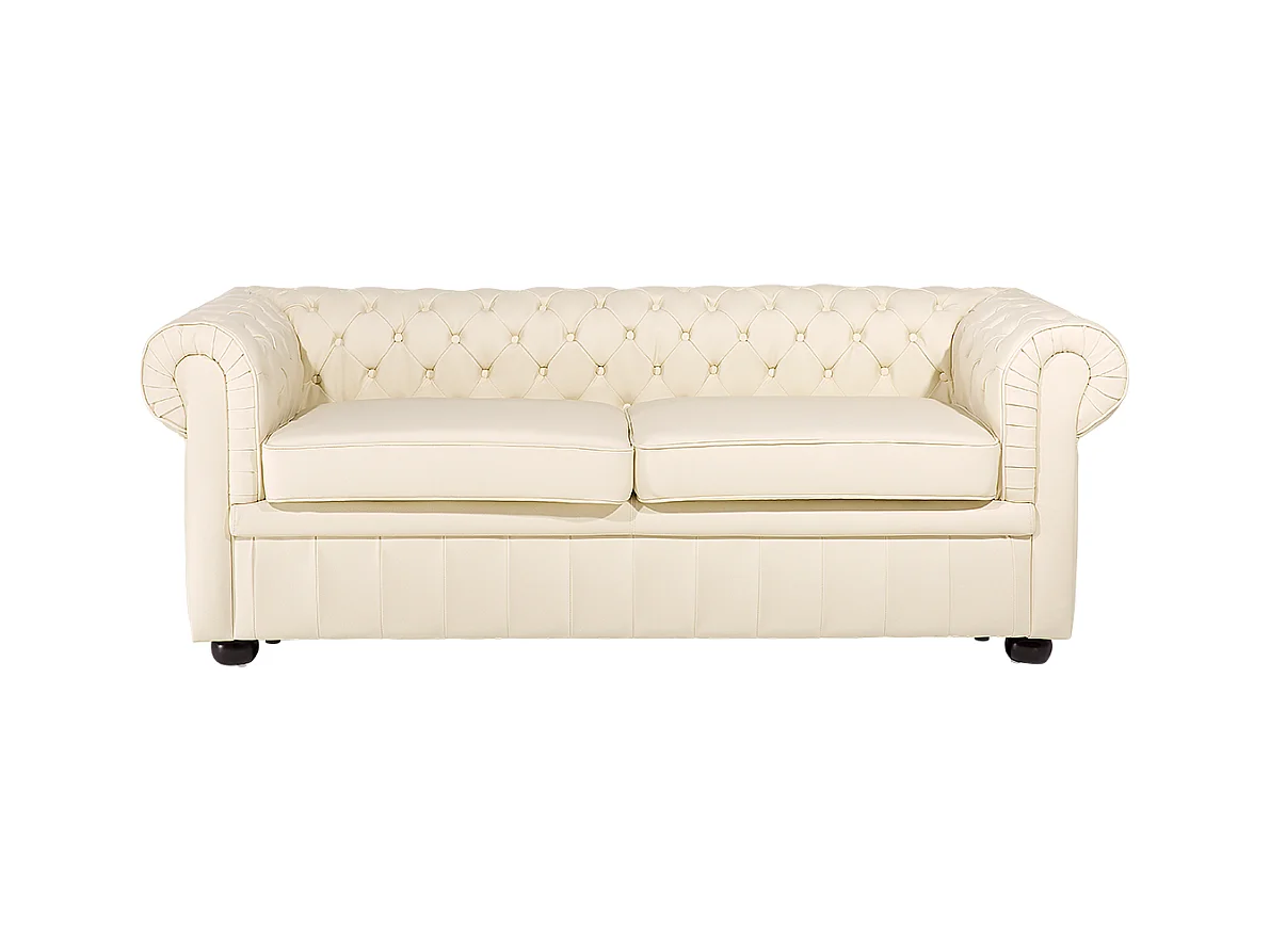 Canapé 3 places CHESTERFIELD Cuir Beige clair