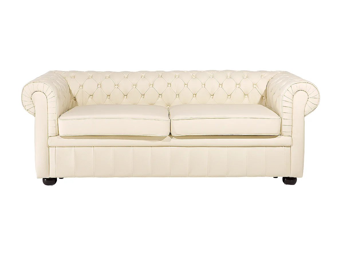 Canapé 3 places CHESTERFIELD Cuir Beige clair