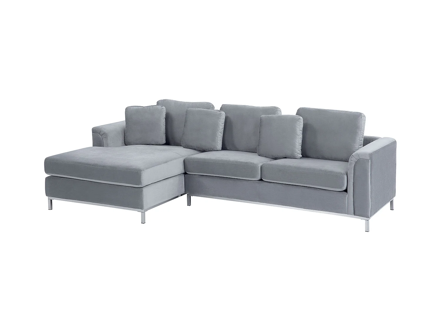 Sofá esquinero OSLO Terciopelo Gris 4 plazas Derecha