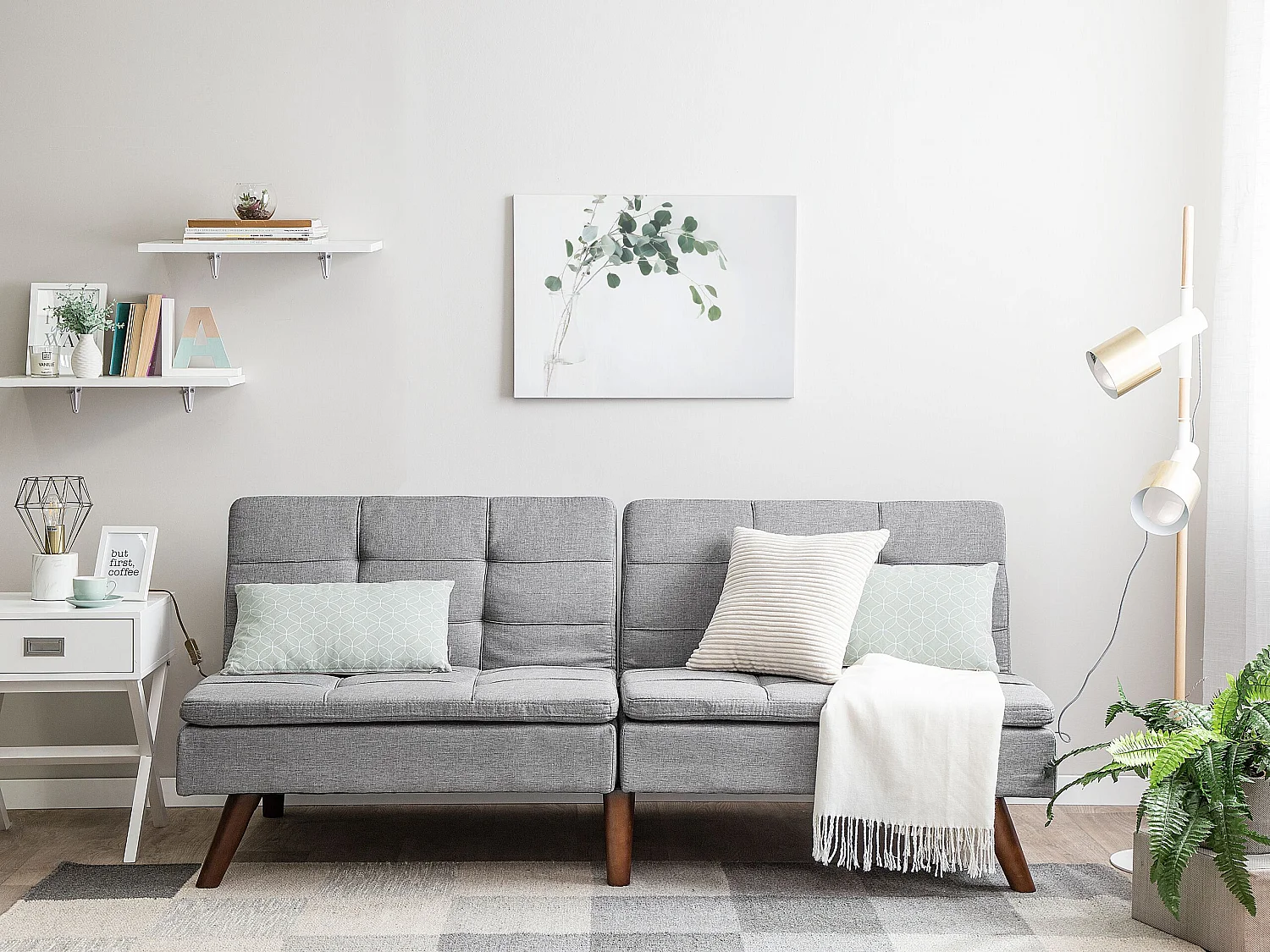 Sofá cama RONNE Tela Gris claro 3 plazas