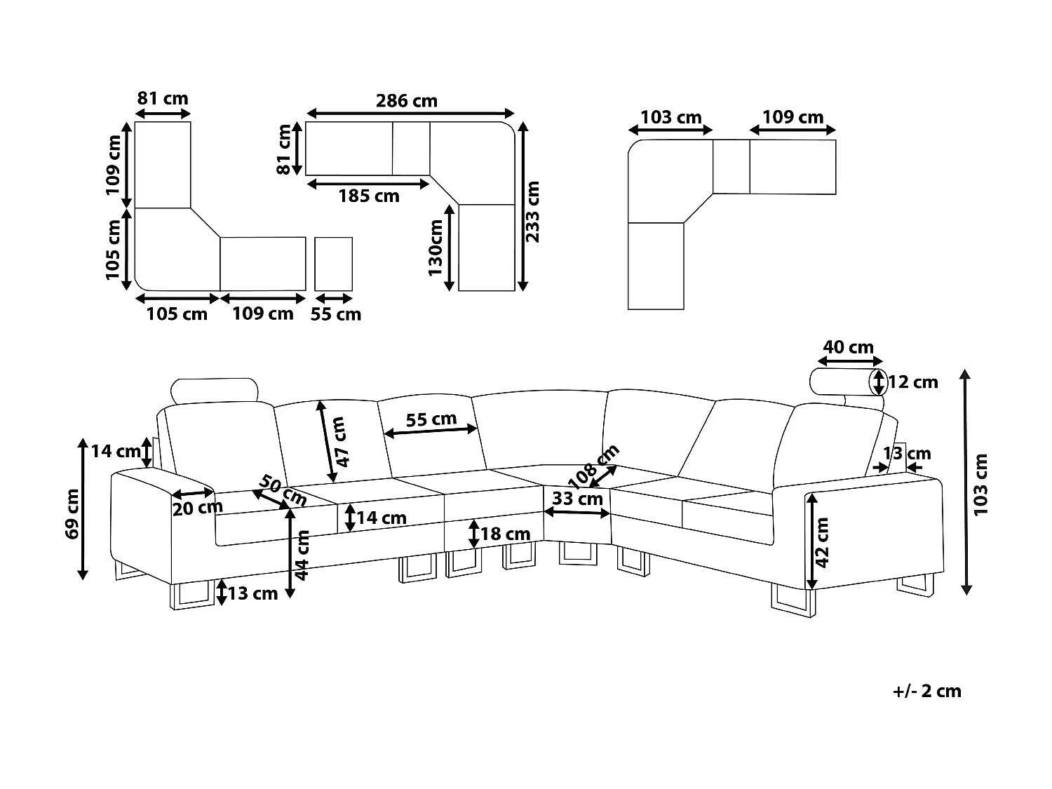 Narożnik STOCKHOLM Beżowy dla 6 osób Lewostronny