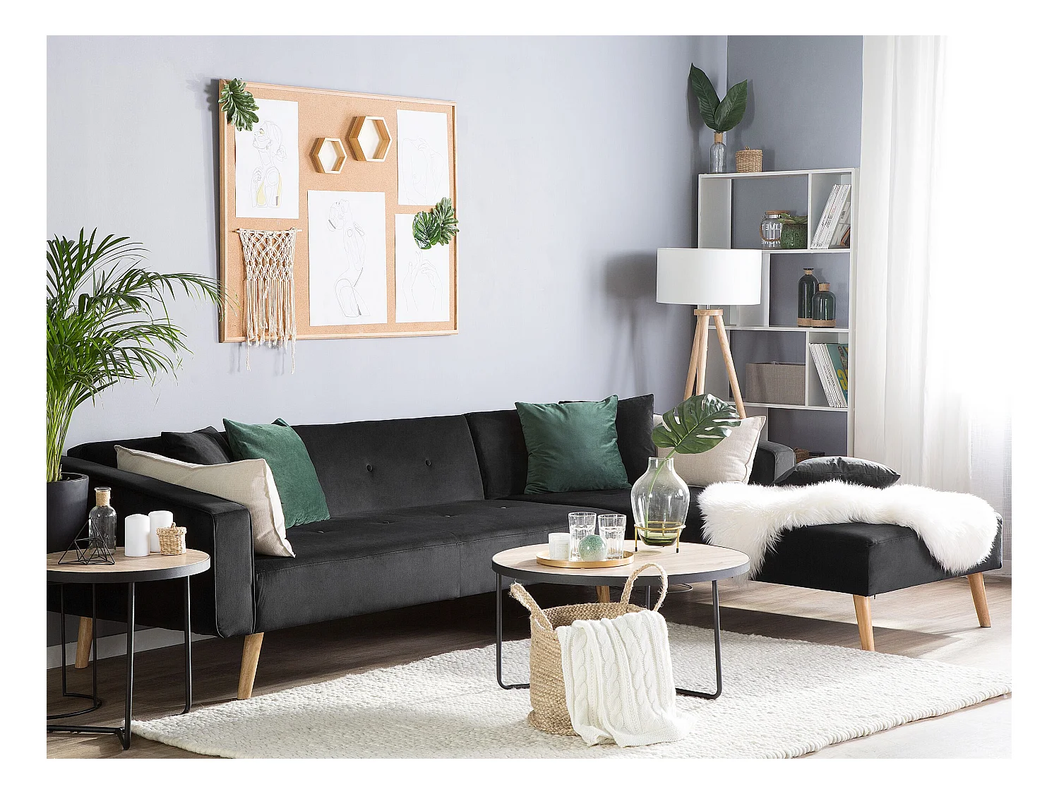 Canapé Convertible - Vadso - Velours, Noir