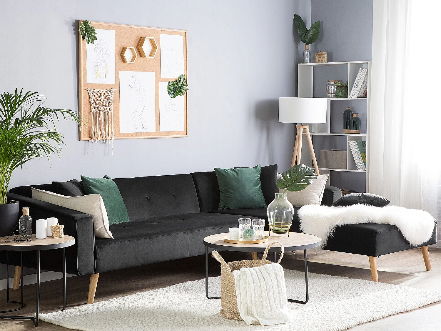 Canapé Convertible - Vadso - Velours, Noir