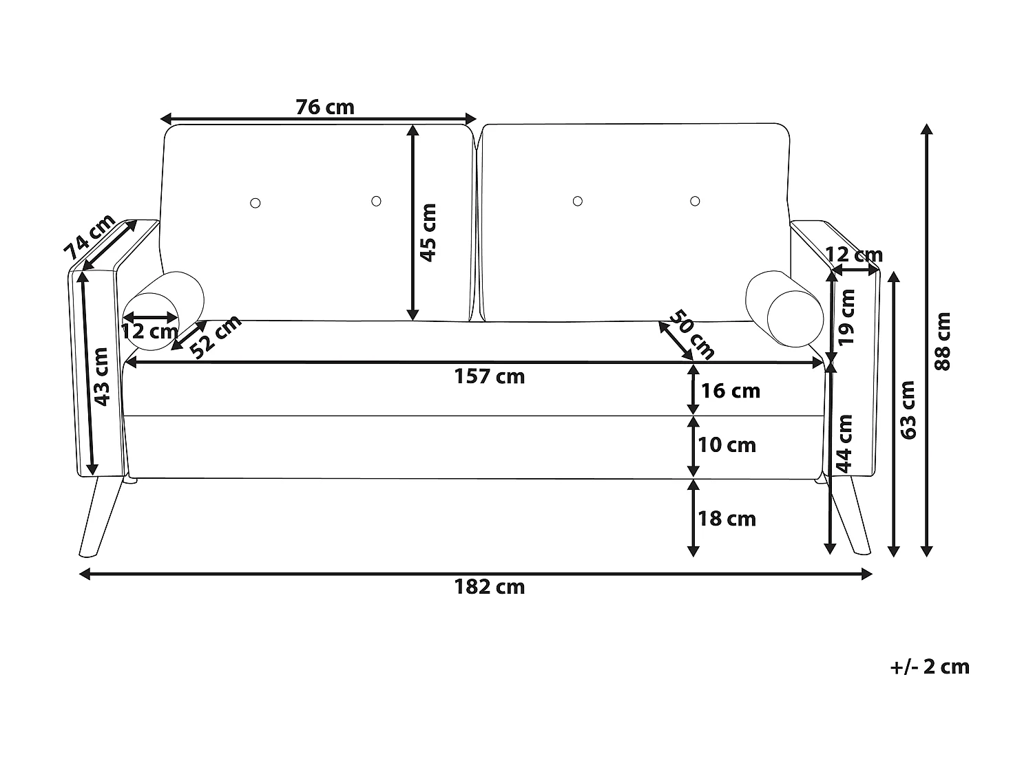 Sofa KALMAR Morski dla 2 osób