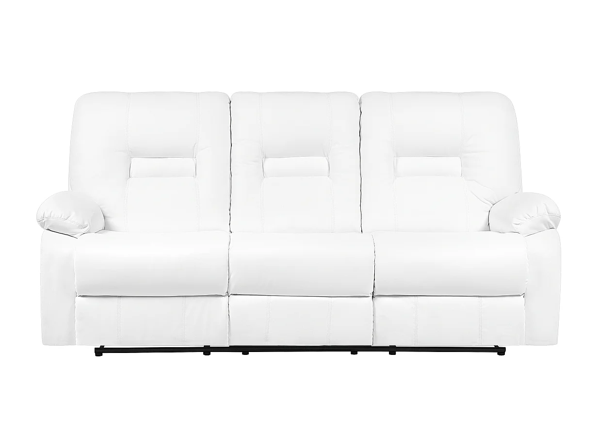 Sofa manuell verstellbar BERGEN Kunstleder Weiss 3-Sitzer