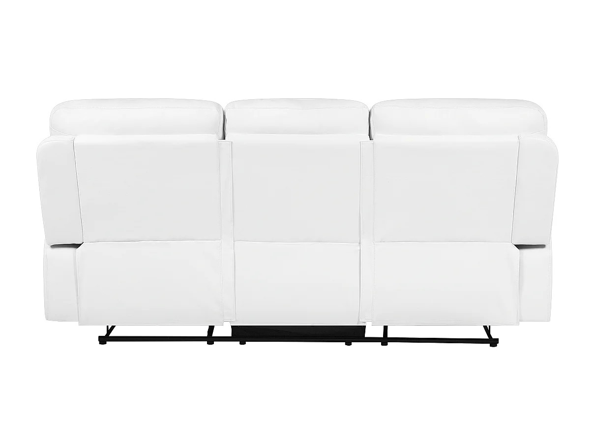 Sofa manuell verstellbar BERGEN Kunstleder Weiss 3-Sitzer