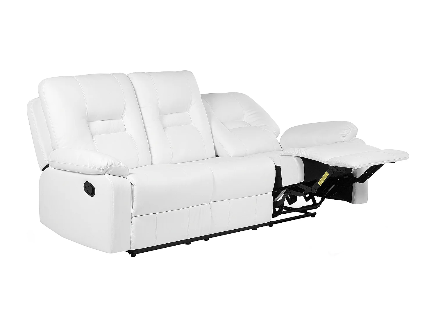 Sofa manuell verstellbar BERGEN Kunstleder Weiss 3-Sitzer