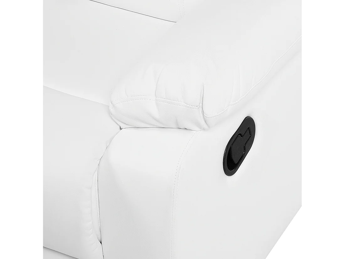 Sofa manuell verstellbar BERGEN Kunstleder Weiss 3-Sitzer