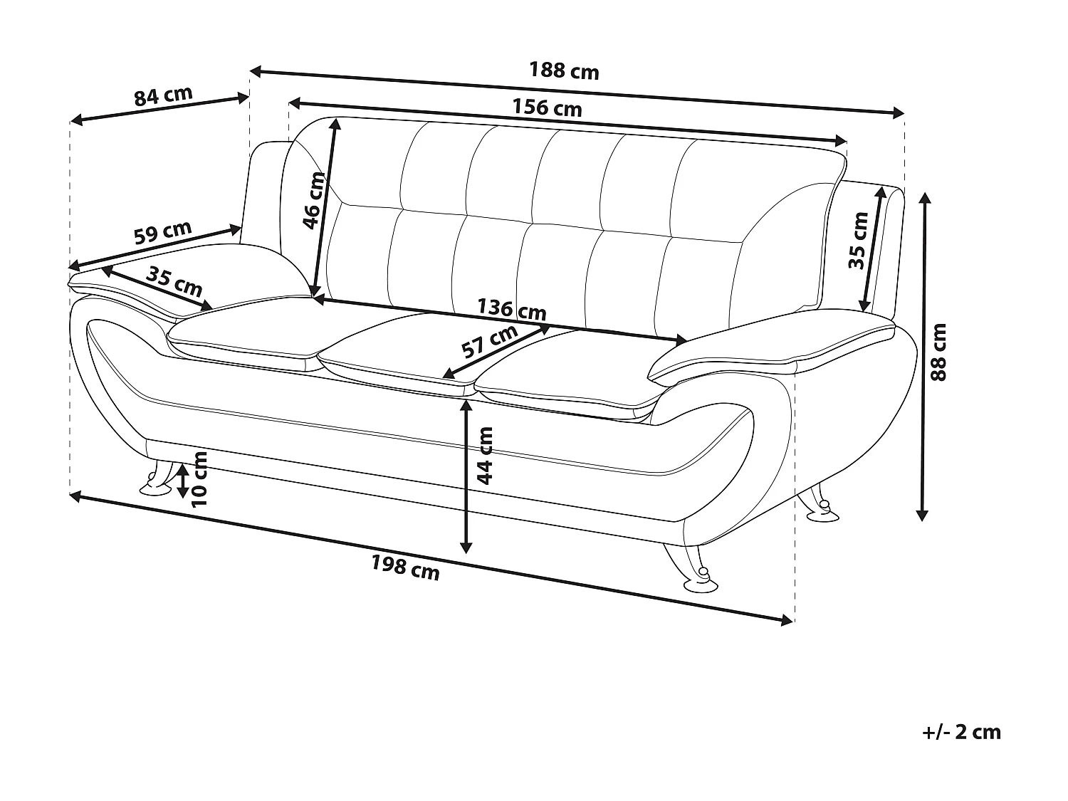 Canapé 3 places LEIRA II Cuir PU Gris