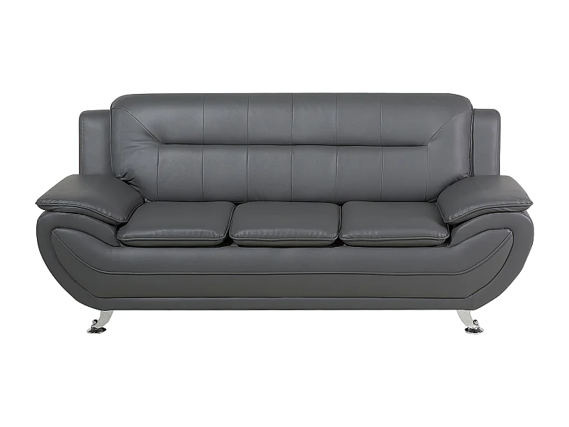 Divano LEIRA Pelle sintetica Grigio 3 posti