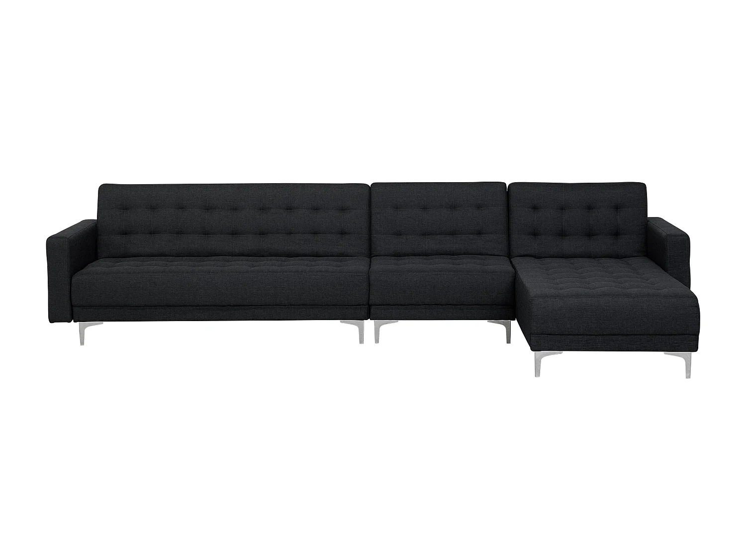 Canapé-lit d'angle modulable 5 places ABERDEEN Tissu Gris graphite Côté droite