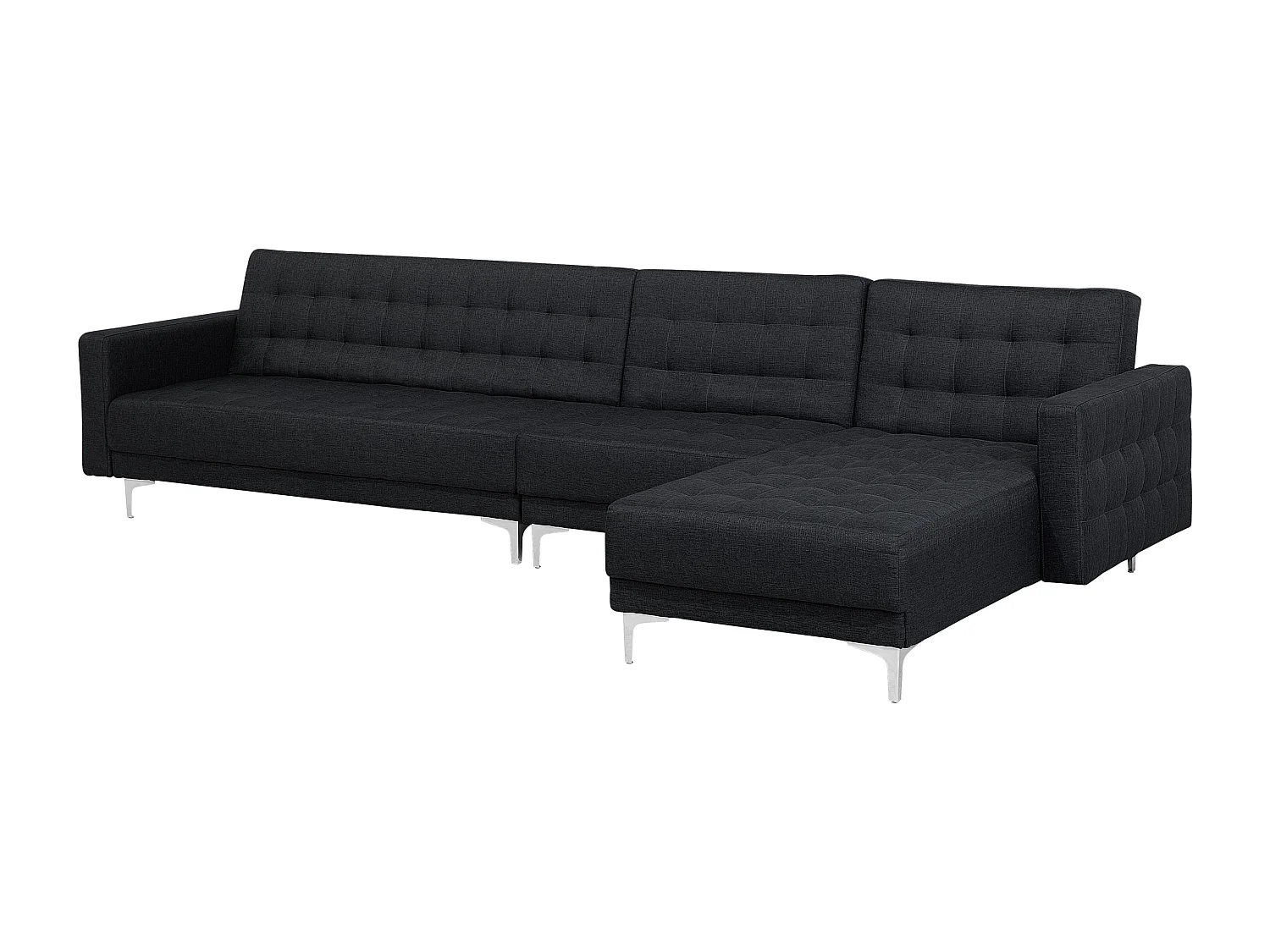 Canapé-lit d'angle modulable 5 places ABERDEEN Tissu Gris graphite Côté droite