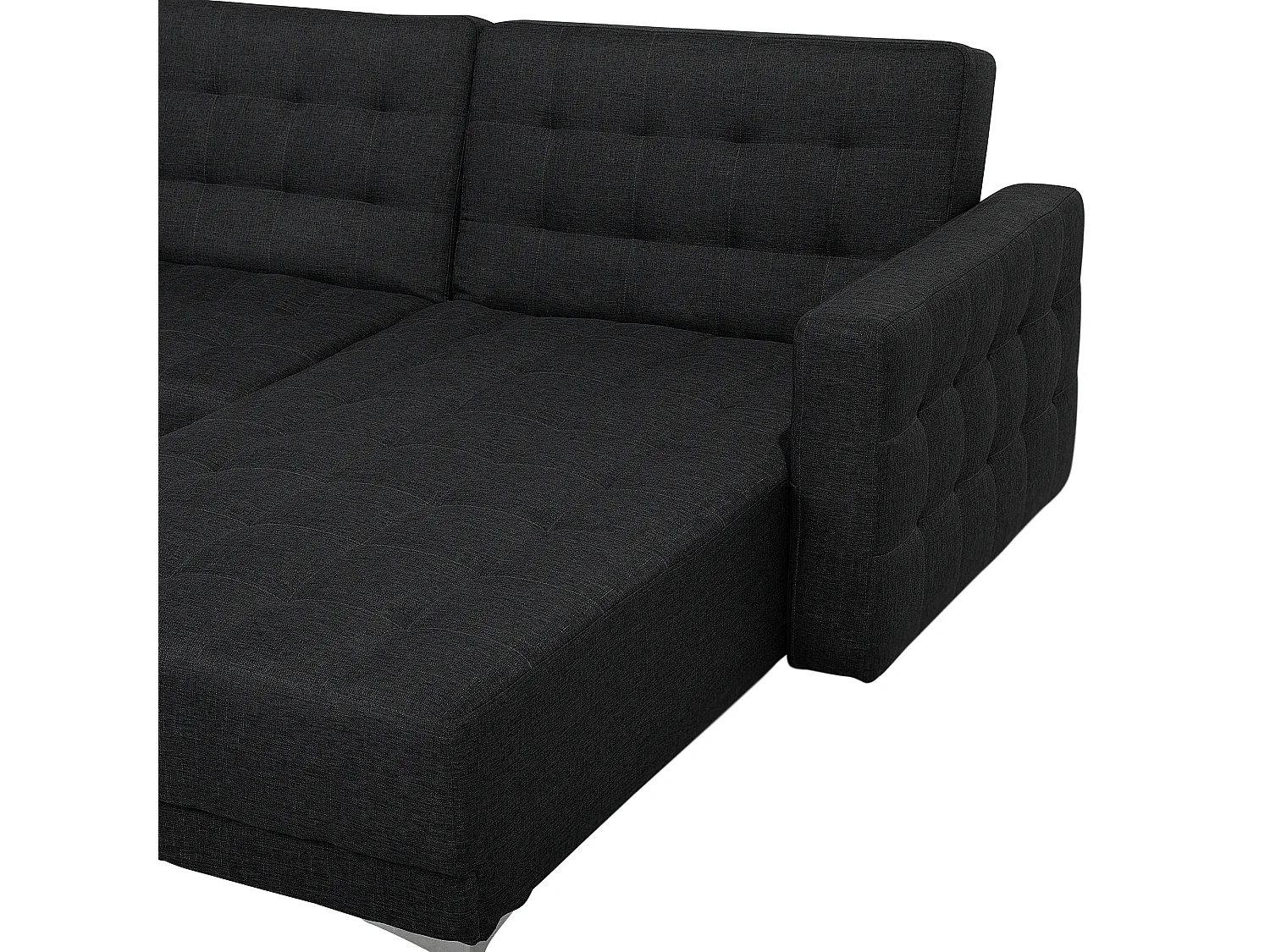 Canapé-lit d'angle modulable 5 places ABERDEEN Tissu Gris graphite Côté droite