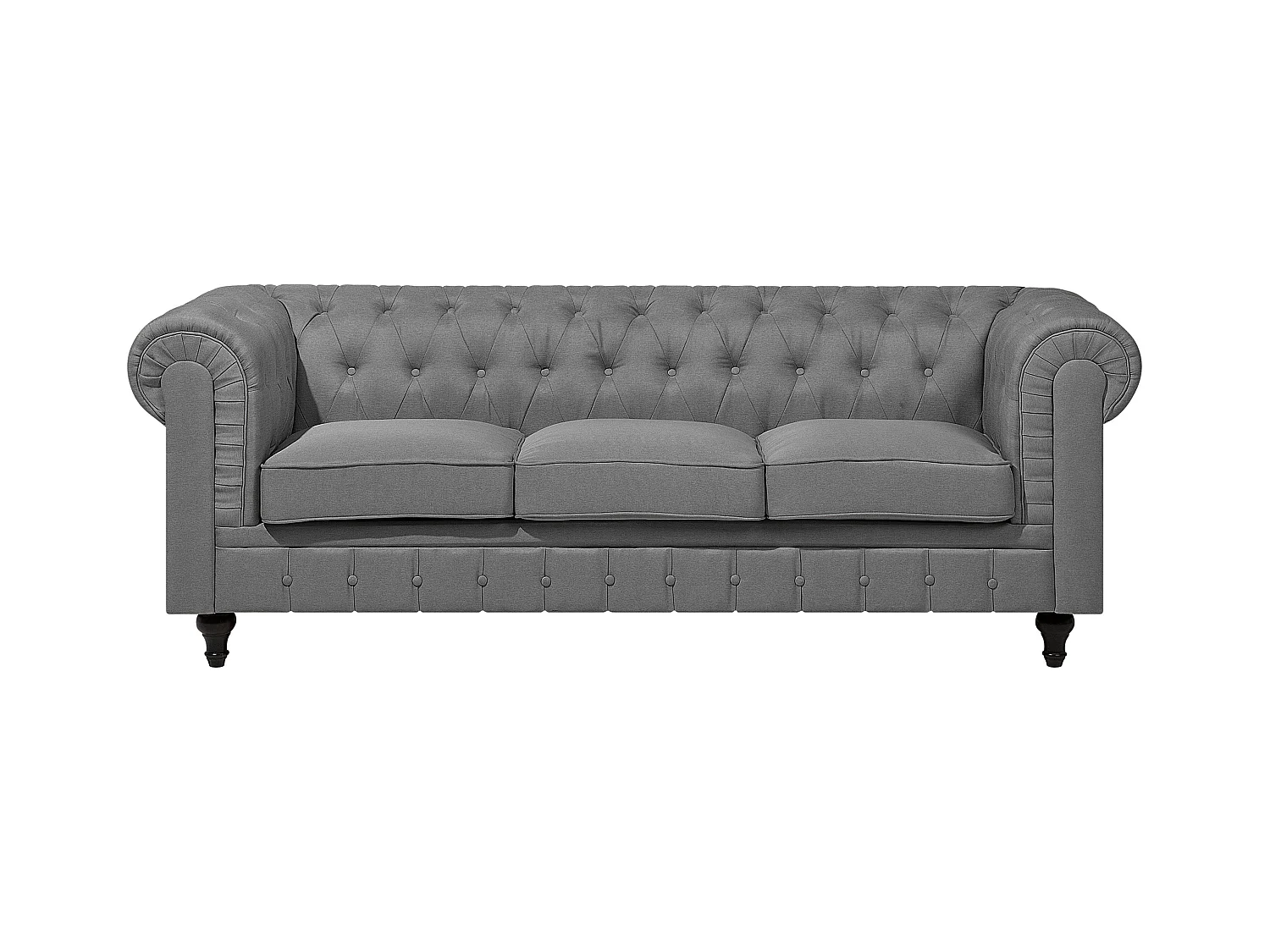 Canapé 3 places CHESTERFIELD Tissu Gris clair