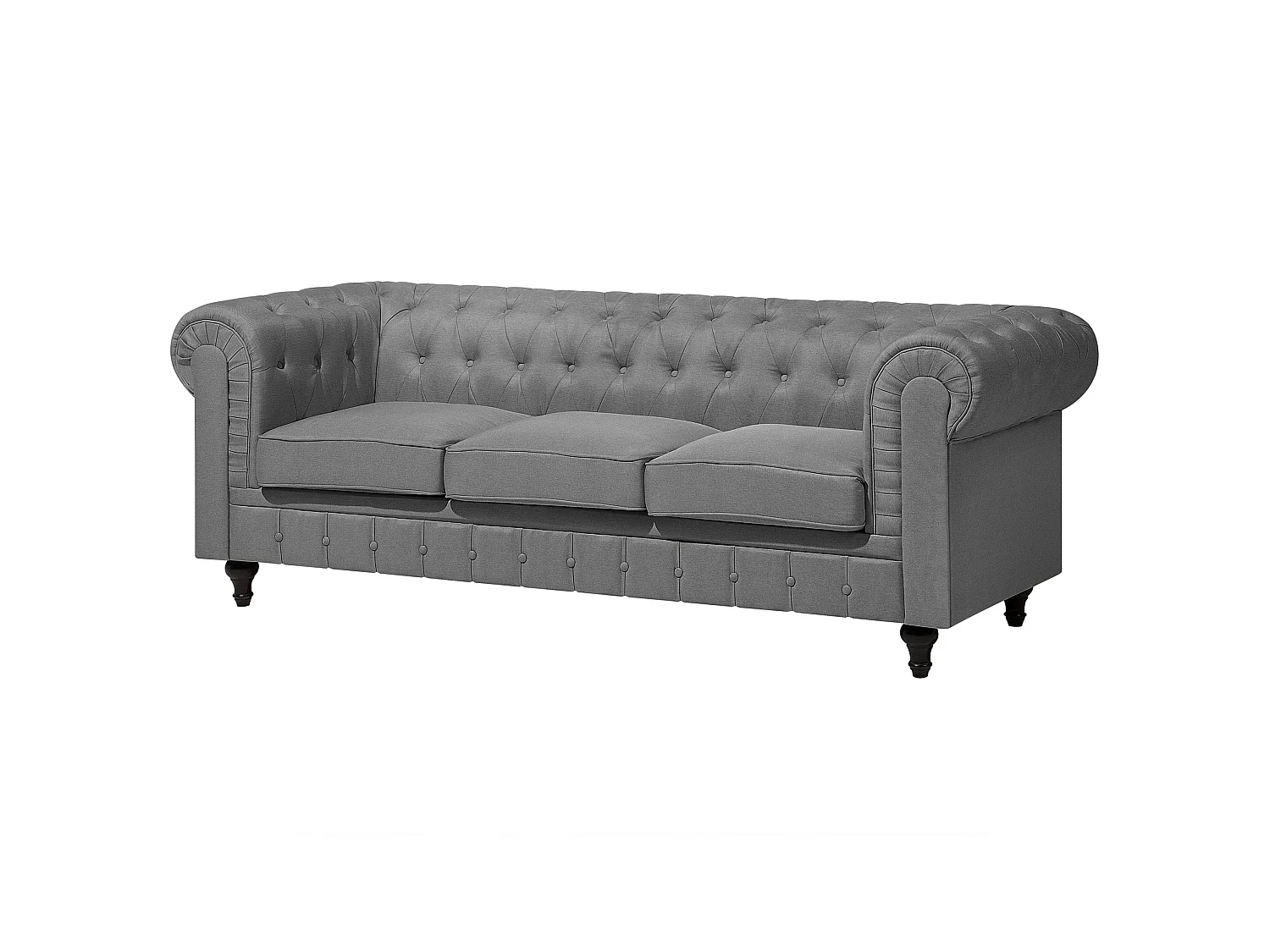 Sofa CHESTERFIELD Stoff Hellgrau 3-Sitzer