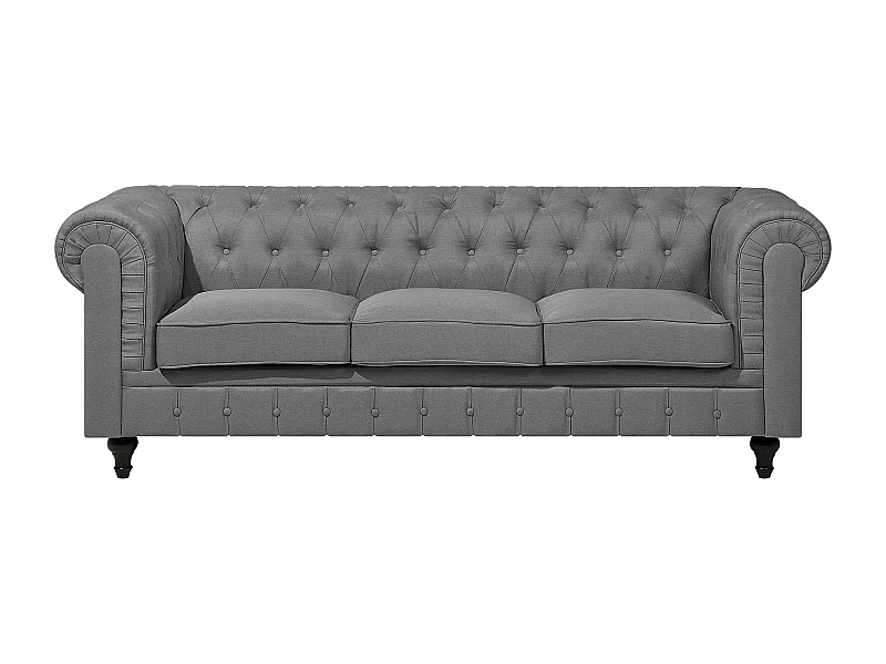 Canapé 3 places CHESTERFIELD Tissu Gris clair