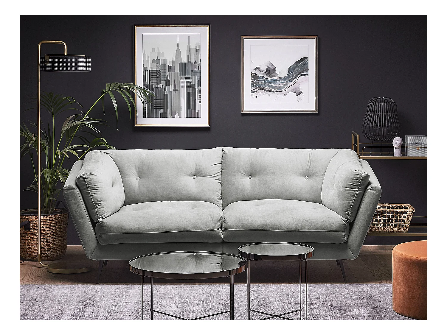 Canapé 3 places LENVIK Velours Gris