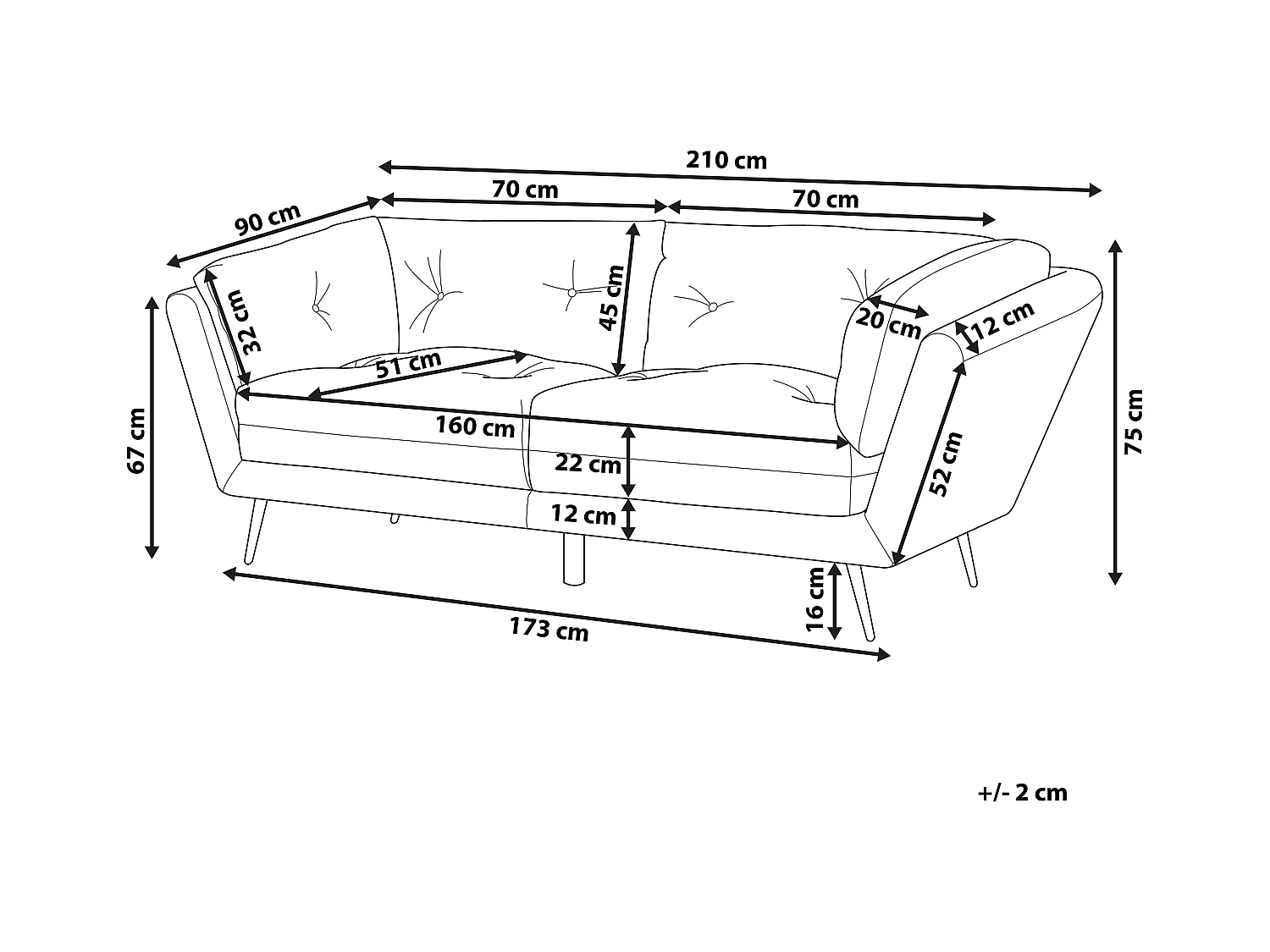 Canapé 3 places LENVIK Velours Gris