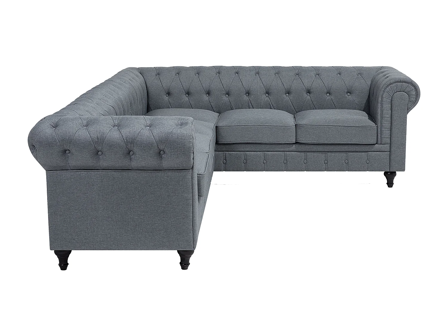 Hoekbank CHESTERFIELD Stof Grijs 6-zitter Linkerzijde