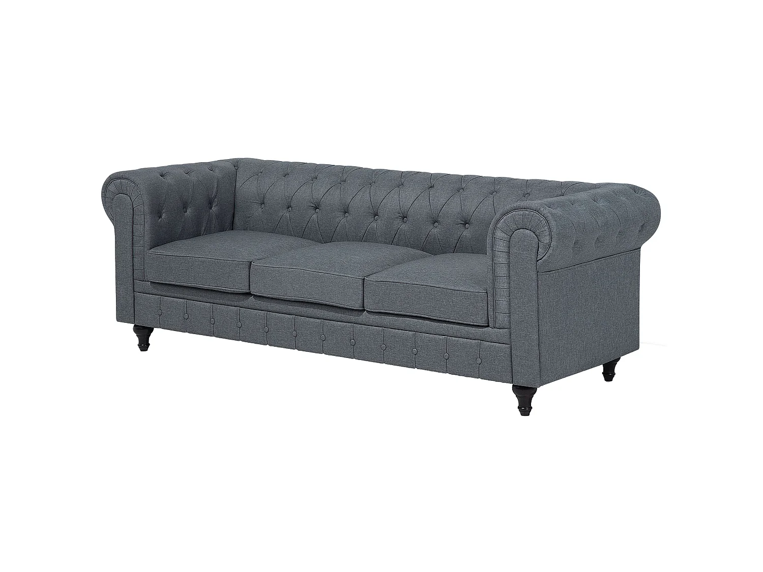 Ecksofa CHESTERFIELD Stoff Grau 6-Sitzer linksseitig