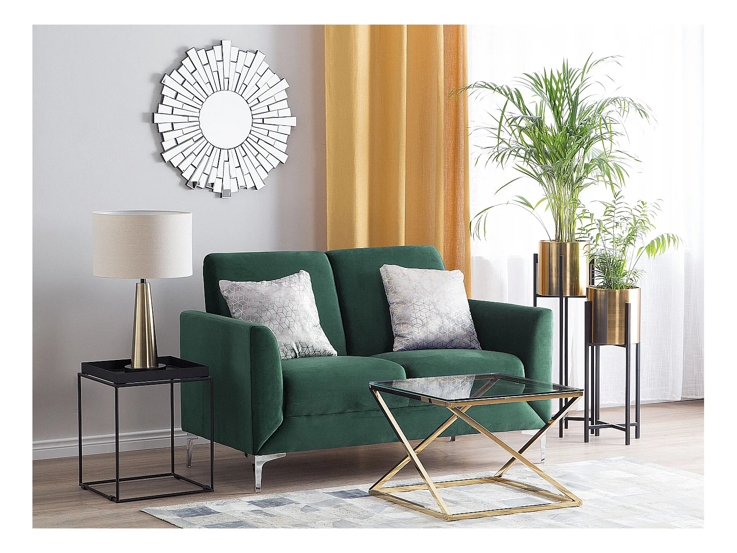 Canapé 2 places FENES Velours Vert foncé